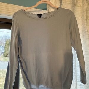 Ann Taylor Light Gray Scalloped Neck Sweater